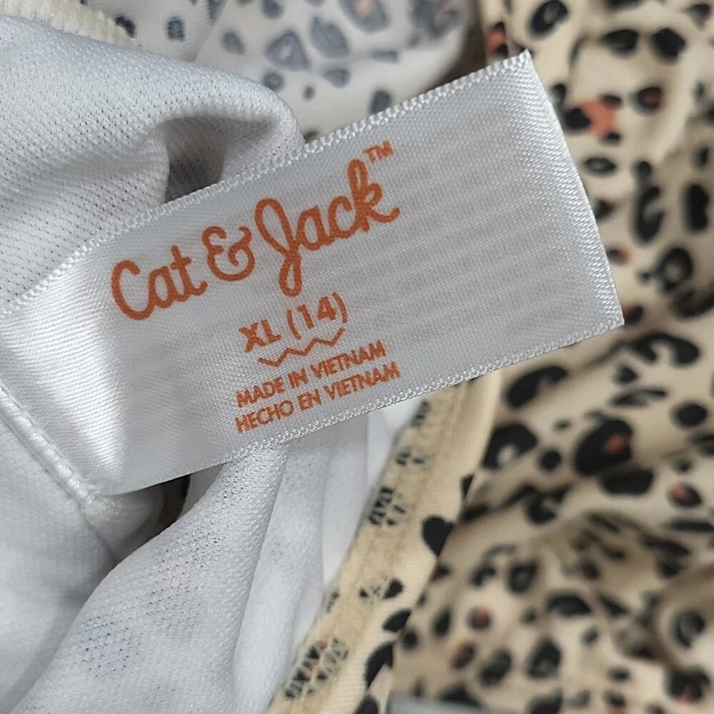 Cat & Jack Girls' Leopard Spot Printed Bikini Top Beige Size X-Large 14